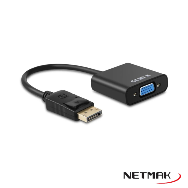 Producto - Conversor DisplayPort M a VGA H -60Hz -cable 20cm -black -Netmak (NM-C105)