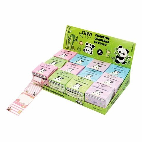 Producto - ROTULOS EN ROLLO PANDA 4.5X5.5CM EN CAJA 7.5X6.5X6CM MODELOS SURTIDOS QIWI