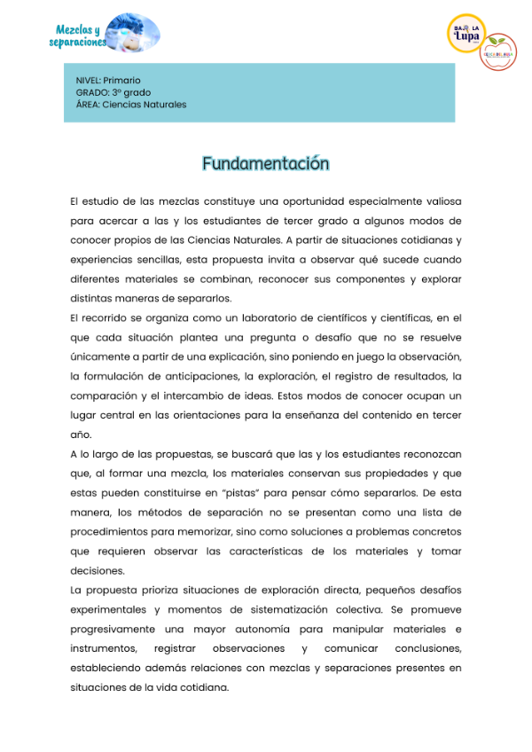 Producto - Mezclas y separaciones - Ciencias Naturales - 3 grado - 2
