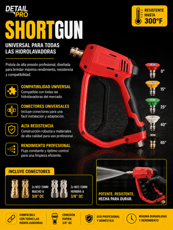 Producto - Detail Pro Short Gun Kit Pro Rojo para Hidrolavadora