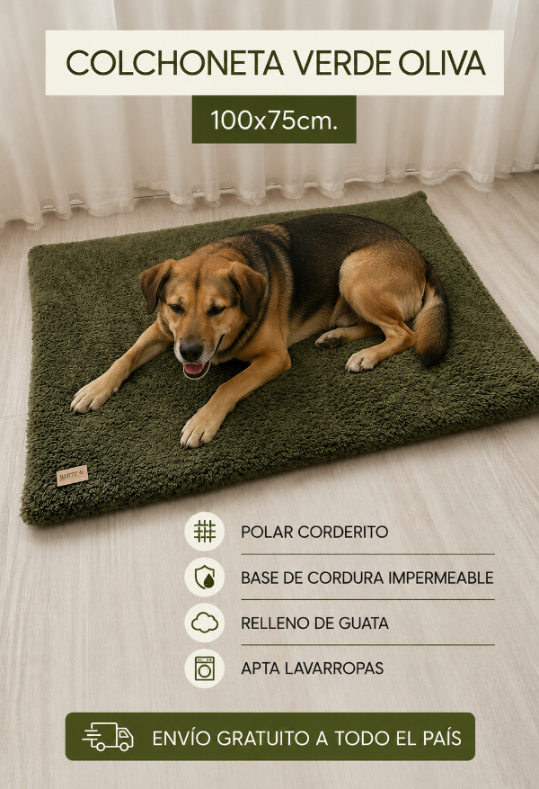 Producto - COLCHONETA POLAR CORDERITO VERDE OLIVA