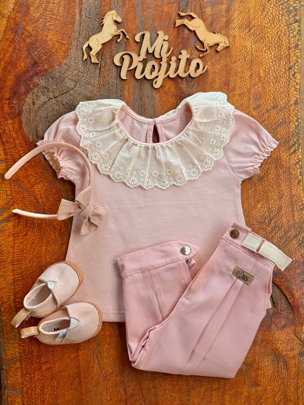 Producto - Remera Rosa Beba con Cuello Broderie - 5
