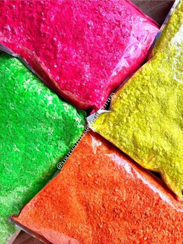 Producto - 4 BOLSITAS GLITTER POLVO MIX NEÓN