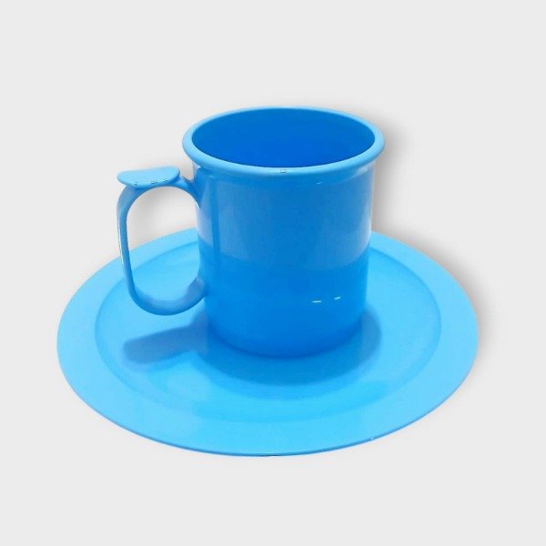 Producto - Taza con Plato plástico Celeste