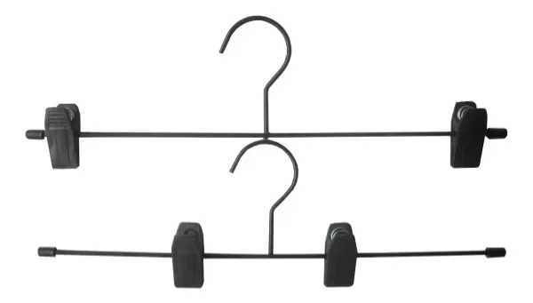 Producto - Set X 50 Perchas Metal Negra Con Broche. Adulto / Niño Negro