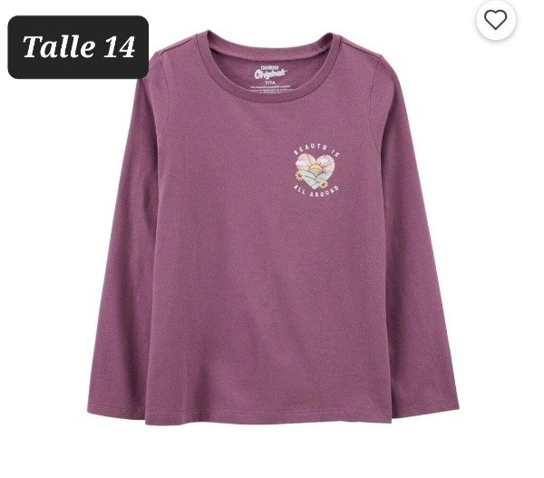 Remera manga larga Carters talle 14 lila