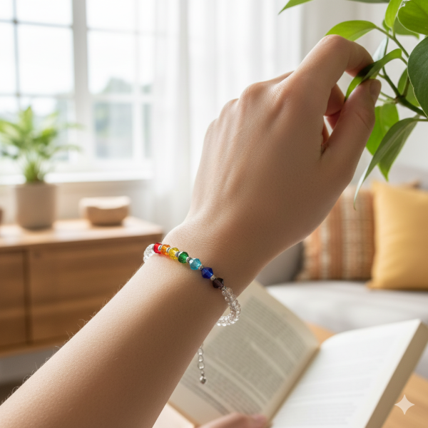 Producto - Pulsera mostacilla translucida 7 chakras