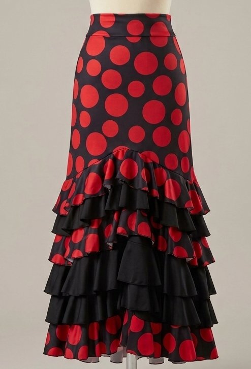 Producto - FALDA MONETA NEGRA Y ROJA T M/L