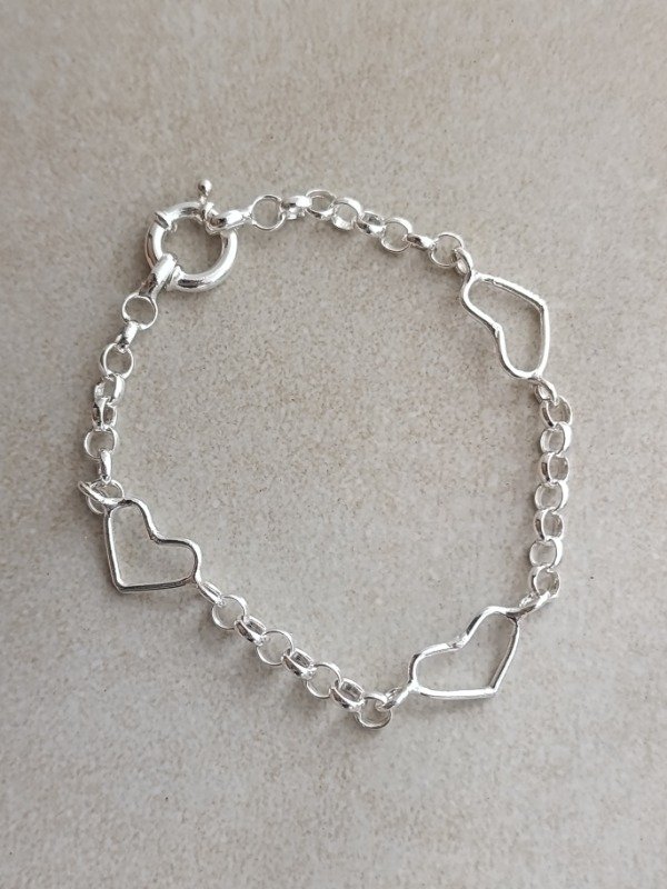 Producto - Pulsera Plata 3 corazones - 0