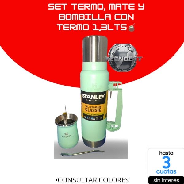 Producto - SET DE TERMO MATE Y BOMBILLA CON TERMO DE 1,3 LITROS
