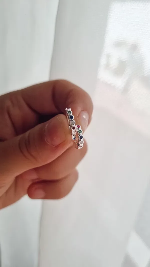 Producto - Argollitas cubic multicolor plata 925 1,1 cm