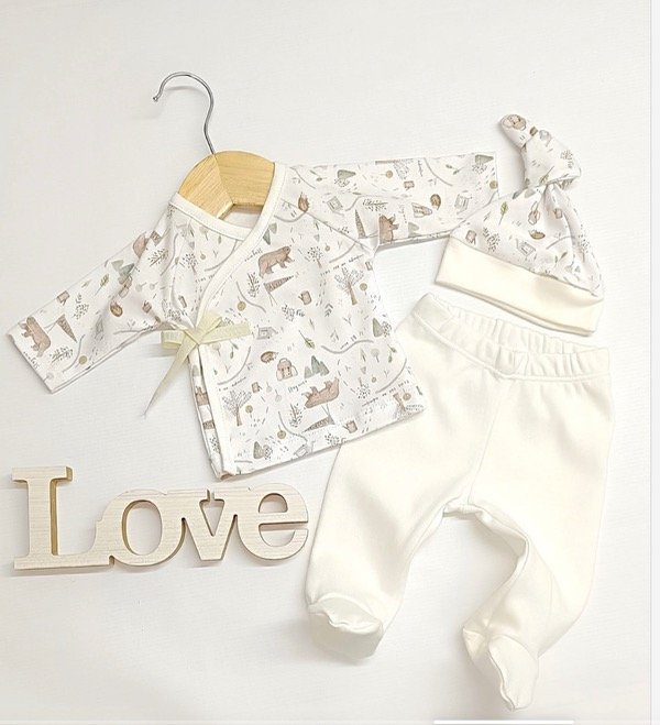 Producto - Ajuar Chulys Bata Medio Osito y Gorro Recién Nacido