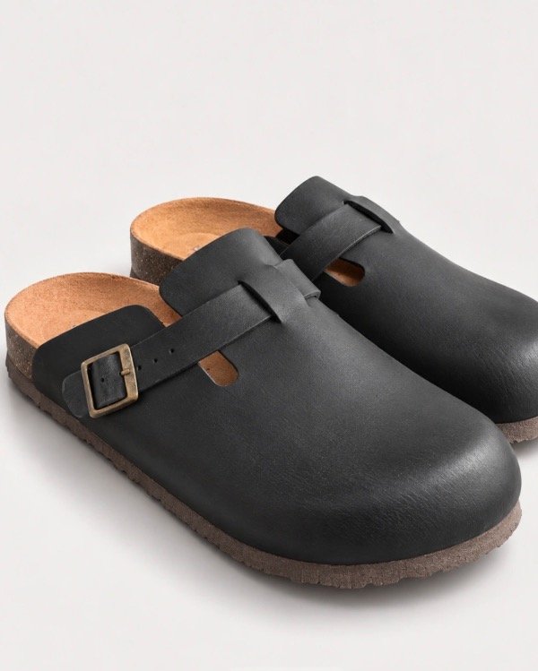 Producto - Zueco Negro De Cuero - 0