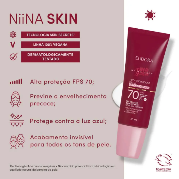 Producto - Niina Secrets Protetor Solar Facial Antioleosidade FPS 70 Skin 40ml