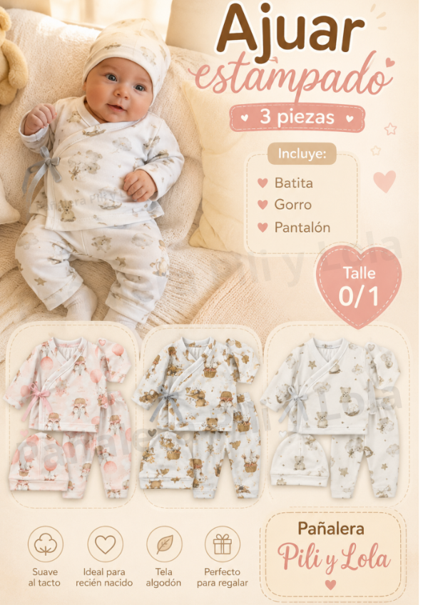 Producto - Ajuar estampado 3 piezas