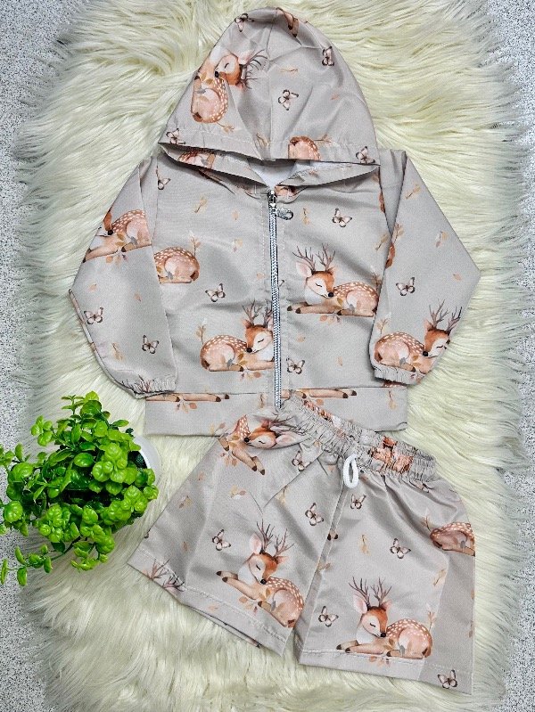 Producto - CONJUNTO ROMPEVIENTO BAMBI BEIGE (CAMPERA + SHORT)