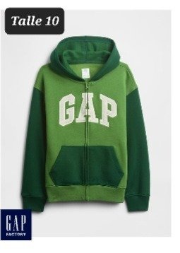 Producto - Campera con friza gap talle 10 verde combinada