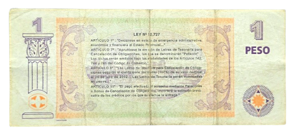 Producto - 1 Peso (Patacon) Col.E#214 (2001) Pereira - Zufriategui VF - 1