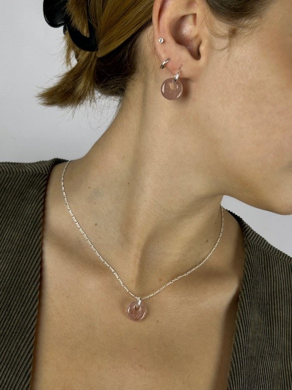 Producto - SET CADENA DE PLATA Y AROS PIEDRA NATURAL 2880