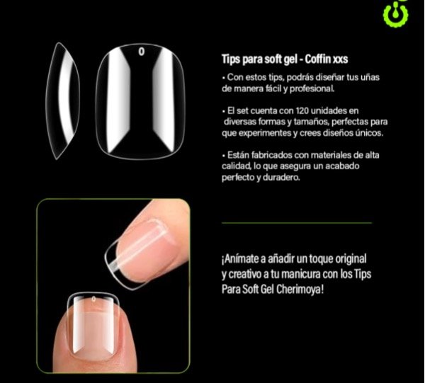 Producto - caja de tips x120 cuadrado corto cherimoya