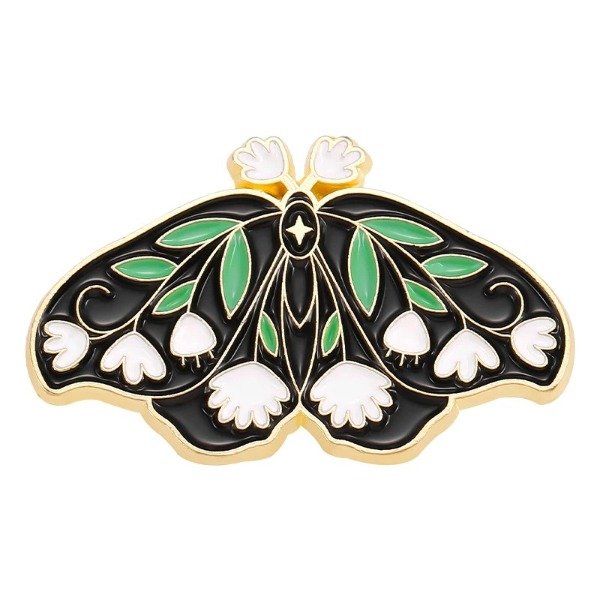 Producto - Pin polilla florcitas blancas