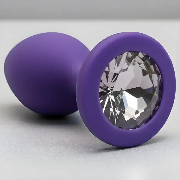 Producto - PLUG ANAL DE SILICONA VIOLETA CON STRASS TALLE S - 1