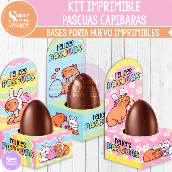 Producto - KIT IMPRIMIBLE PASCUAS CAPIBARAS BASES PORTA HUEVO