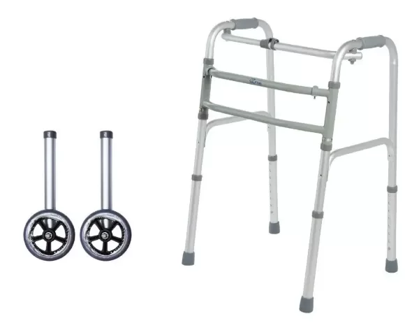 Producto - Andador Plegable Paso A Paso Regulable  Con Ruedas Ortopédico Aluminio