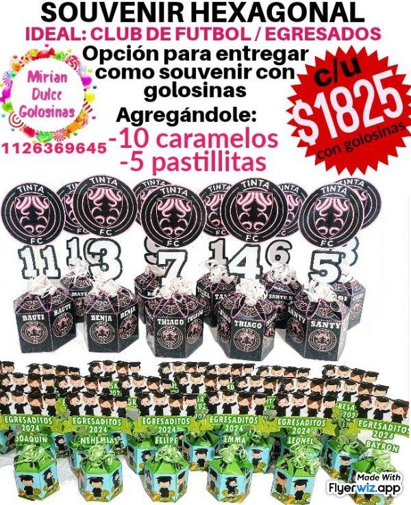 Producto - Souvenir personalizado con golosinas club social egresados