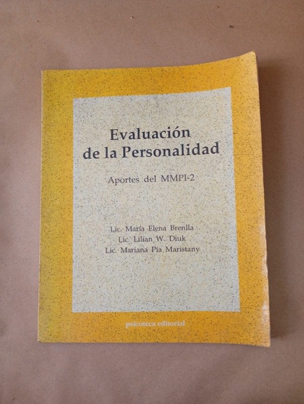 Producto - Evaluación de la personalidad - Brenlla Diuk Maristany - Psicoteca 1992