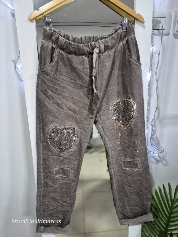 Producto - Babuchas Moda Italiana Vison Corazon Lentejuelas abarca XL-XXL 46 al 52 - 1