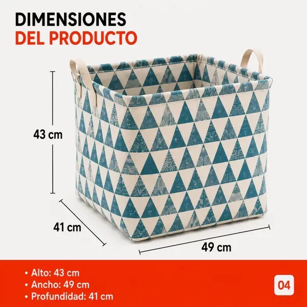 Producto - CESTO CANASTO ORGANIZADOR DE TELA PARA ROPA ESTAMPADO 43X41X49 - 3