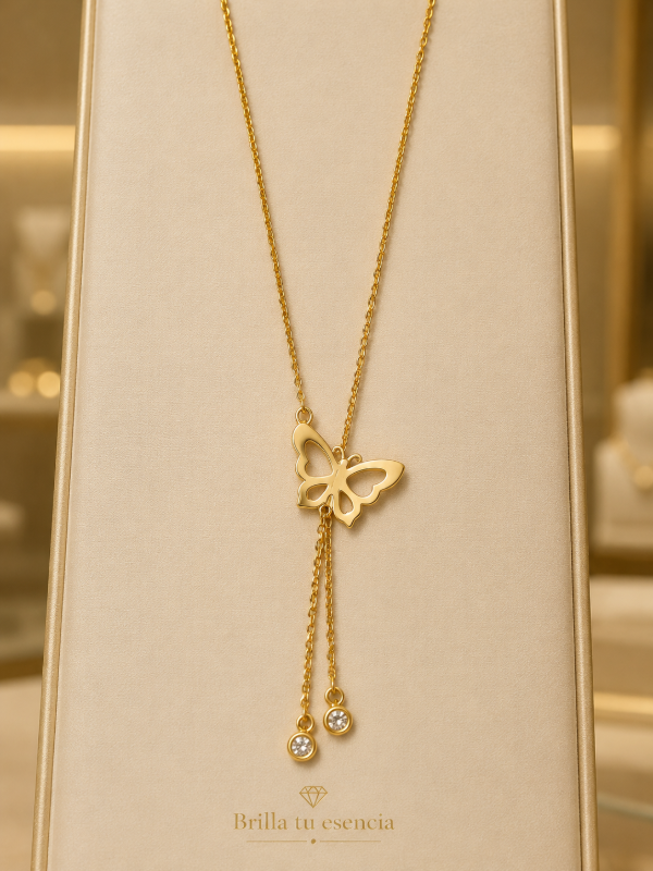 Producto - Cadena acero dorada mariposa/corazon