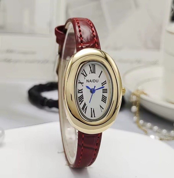 Producto - Minimalist Oval Watch red wine