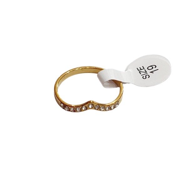 Producto - Anillo Acero dorado Punta strass