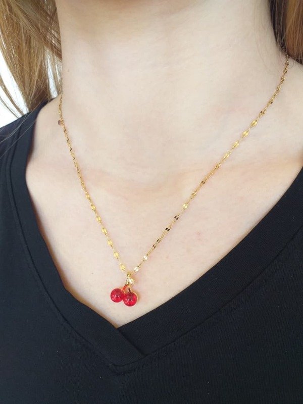 Producto - ADC0057 Collar Cereza de Bolita Roja