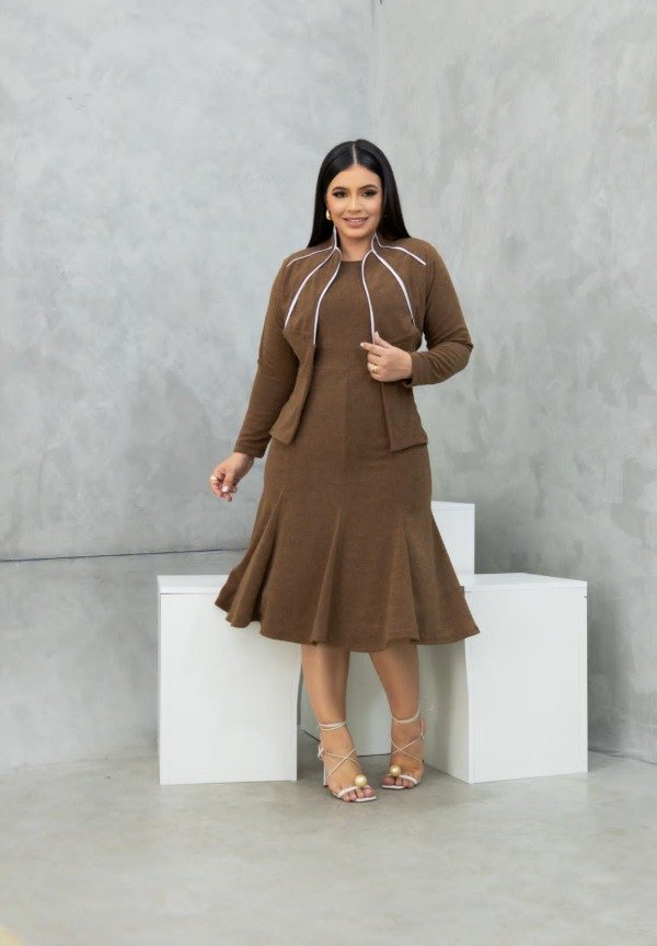 Producto - Conjunto vestido y blazer HABANO (Art. 180) Talle Unico (aprox L/XL)