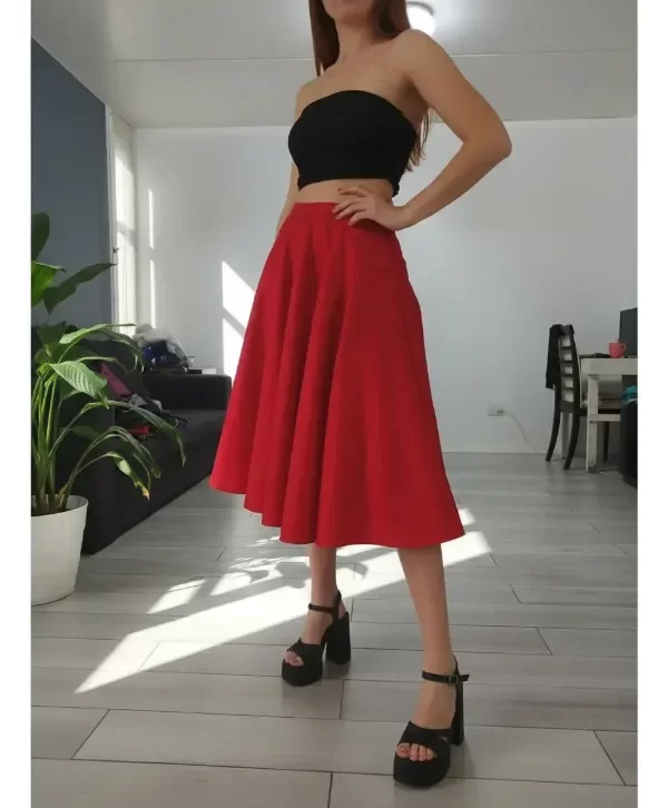 Producto - Pollera plato circular pin up Retro Rojo - 2