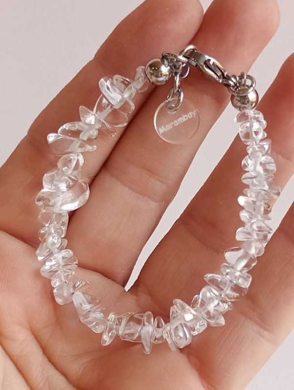 Producto - Pulsera piedras cuarzo cristal acero