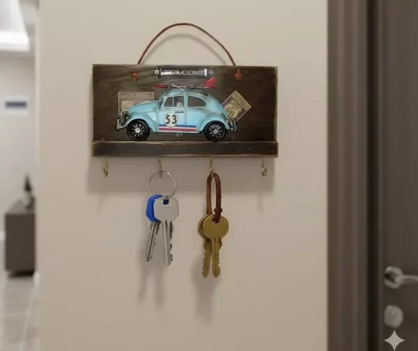 Producto - Porta Llaves De Pared En Madera Y Chapa Volkswagen