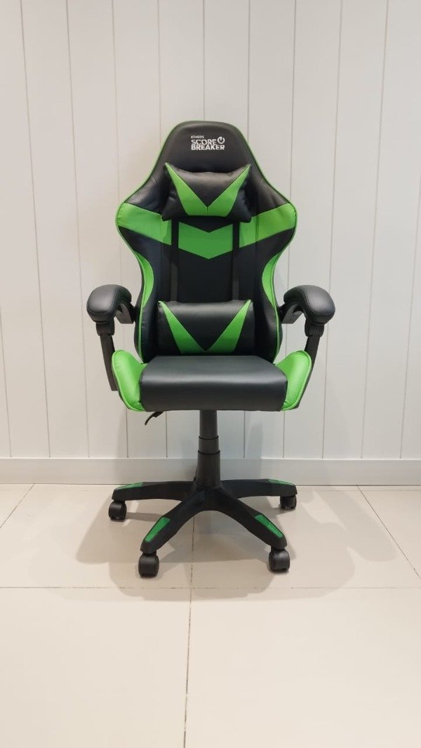 Producto - Silla Gamer Etheos Score Breaker Ergonómica Negro Verde Cuero Sintético