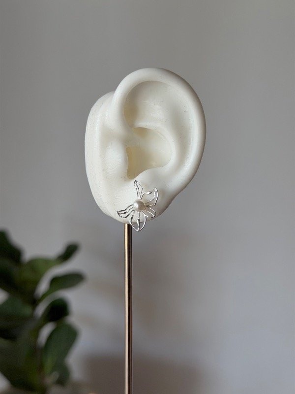 Producto - Aros media flor + perla - 1