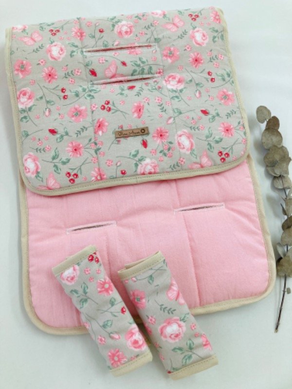 Producto - Colchoncito flores natural y rosa