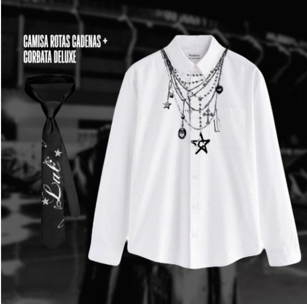 Camisa Rotas Cadenas + corbata blanca