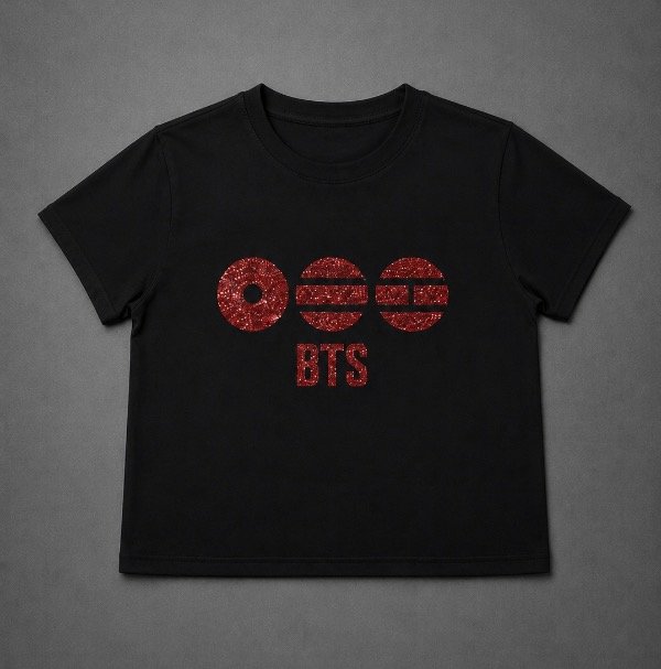Producto - Baby tee- BTS Vinilo glitter rojo - 0