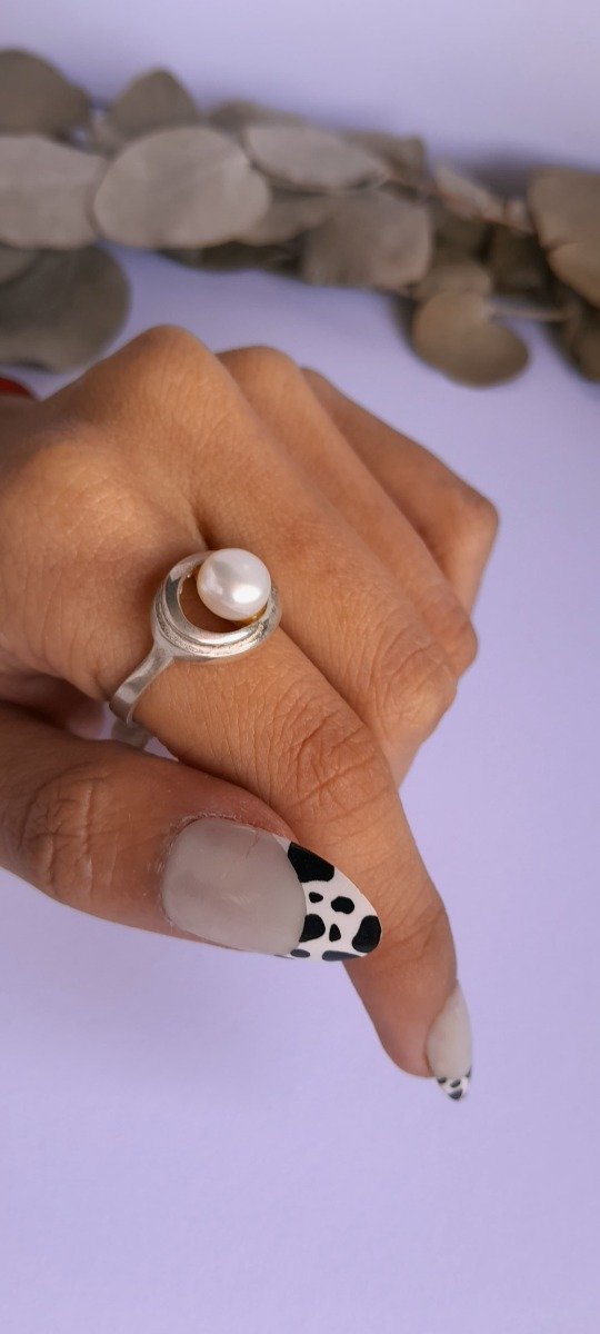 Producto - Anillo plata perla ovalo