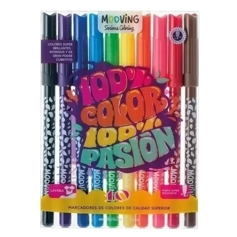 Producto - Marcadores fibras de colores X 10 -Mooving-