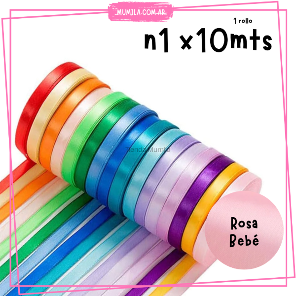 Producto - Cinta raso rosa bebé n1 x10mts