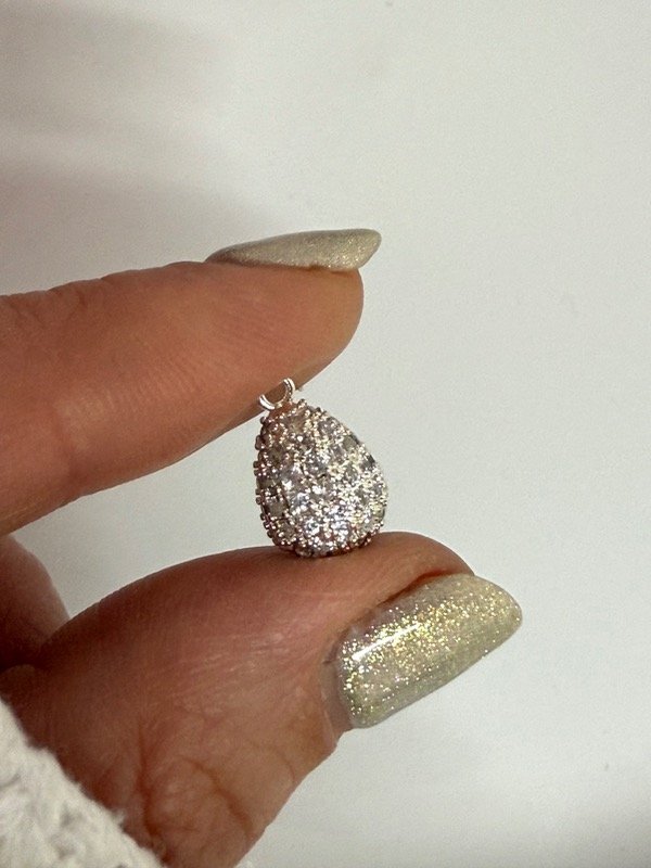 Producto - DB507 Dije gota con micropave para armar acero blanco