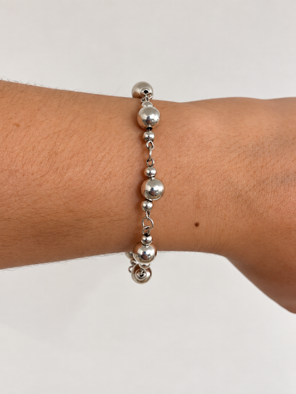 Producto - Pulsera eslabones con bolitas medianas y chicas intercaladas plata 925